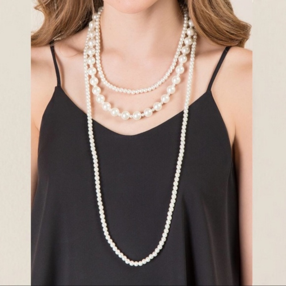 Francesca's 3 Strand Costume Pearl Necklace